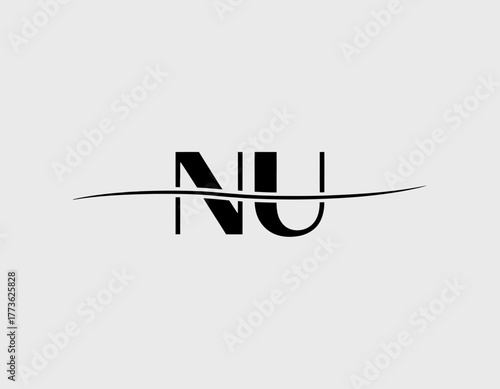 A sleek, minimalistic logo design using the letters 'NU,' embodying modernity and sophistication, ideal for a wide range of brands and services.