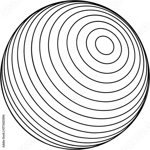 Abstract 3D striped globe PNG. Virtual reality grid sphere vector form