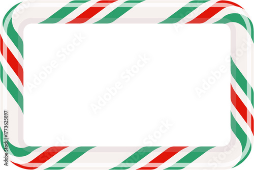 Candy cane square frame with stripes. Christmas and New Year holiday border PNG