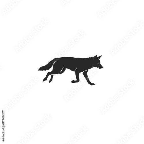 Minimalist Black Wolf Silhouette Vector Illustration.
