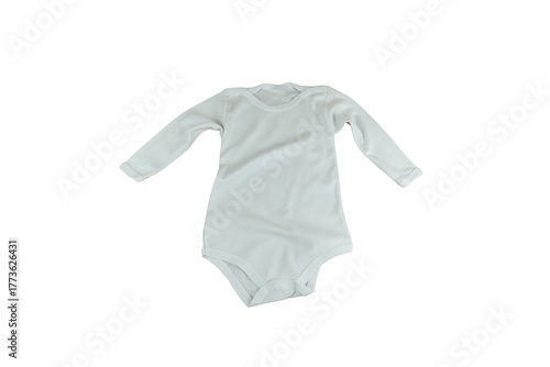 white long sleeve baby bodysuit isolated on transparent background. Png image