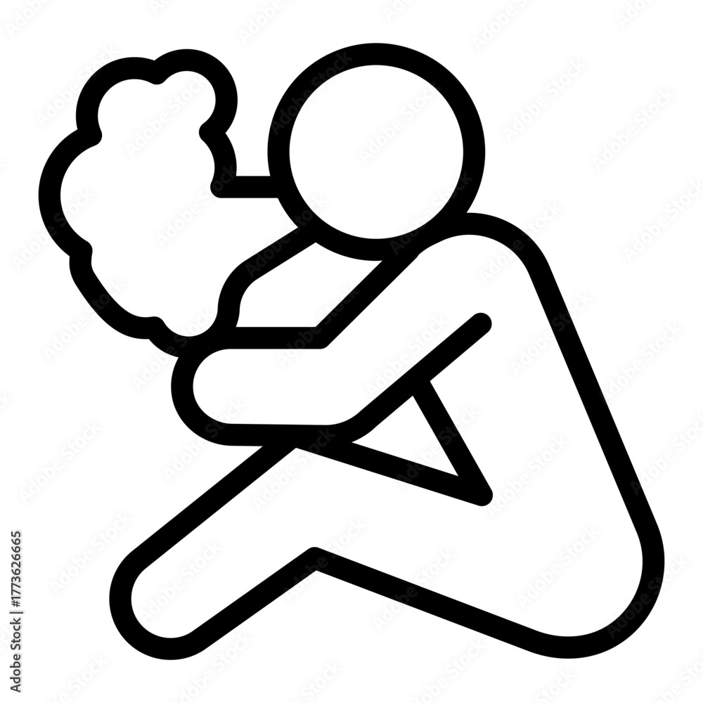 Fototapeta premium Human smoking line icon, habit concept. Vector graphics. Man sitting sign on white background, style icon mobile or web design.