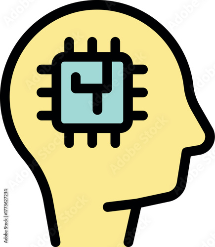 Microchip implanted in human brain symbolizing artificial intelligence, technological advancement, and the fusion of man and machine