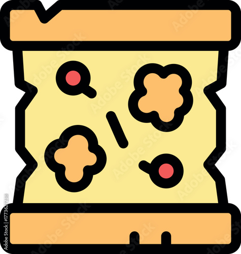 Spoiled food in a rusty container is growing mold and bacteria