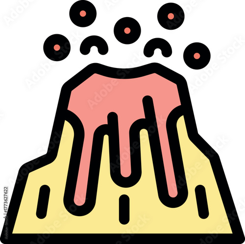 Volcano erupting, with lava flowing down, illustrating geological activity and natural disasters