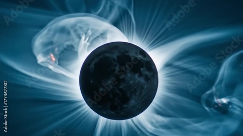 Wallpaper Mural Abstract dark celestial sphere with radiant glowing energy and ethereal waves, a mysterious cosmic spiritual phenomenon Torontodigital.ca