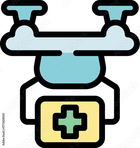 Medical drone carrying a first aid kit, representing fast and efficient healthcare delivery in emergency situations