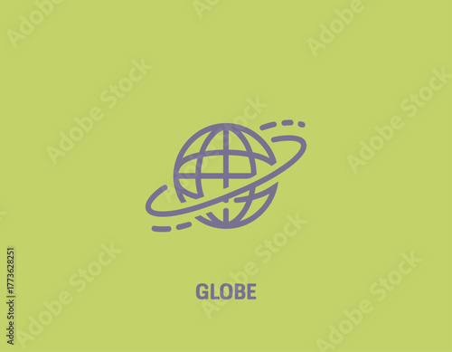 A simple yet impactful globe icon with orbit lines, representing global connectivity and exploration, perfect for travel, technology, or global initiatives branding.