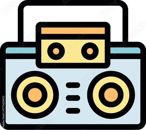 Retro boombox playing favorite tunes, bringing back nostalgic memories of vibrant music culture
