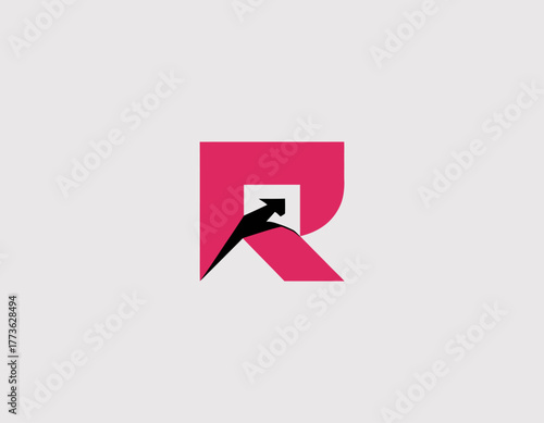 This logo captures a sense of forward motion and action with a striking letter R, making it perfect for brands related to sports, adventure, or innovation.