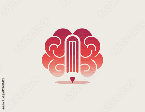 This creative logo blends a pencil with a brain motif, representing ideas and creativity, perfect for businesses in education, design, or innovation sectors focused on thought.