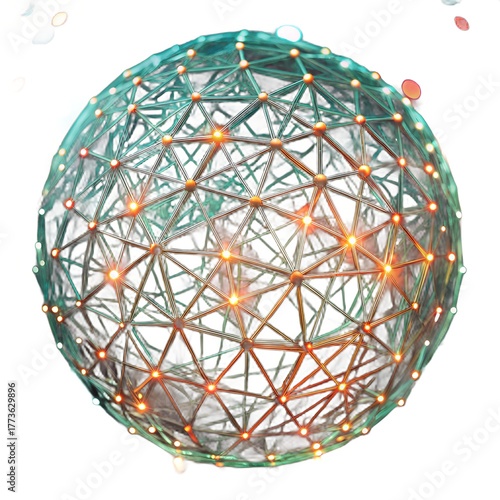 abstract sphere with blue spheres