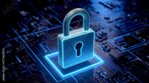 Wallpaper Mural Futuristic glowing padlock symbol digital cyber security concept Torontodigital.ca