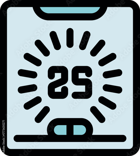 Twenty five seconds countdown timer displayed on smartphone screen
