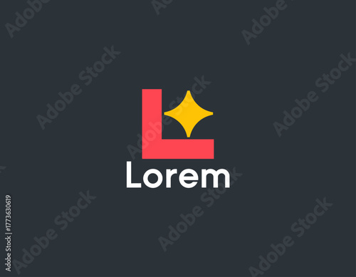 This modern logo design combines bold colors and typography, featuring an 'L' with a star, ideal for branding projects, startups, or creative ventures.