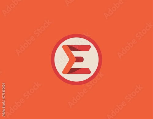 This bold logo features a distinctive E shape with a vibrant orange backdrop, making a strong impression perfect for modern brands looking for impactful design.