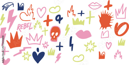 Doodle Sketchy Colorful Abstract Shapes Graphic Collection Fun Artistic Elements