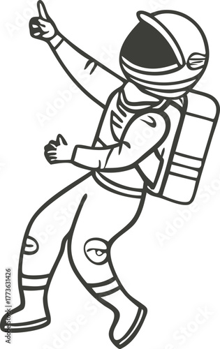 Astronaut giving thumbs up silhouette