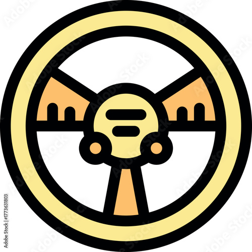 Round steering wheel representing driving, car control, and automotive industry