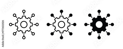 Foto Function icons in flat and line style set