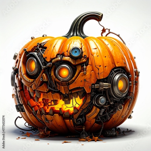 Steampunk style jack-o'-lantern with gears