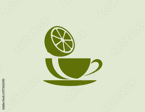 This design features a stylized teacup with a lemon slice, blending simplicity and elegance to portray refreshment and vitality in a uniquely artistic way.