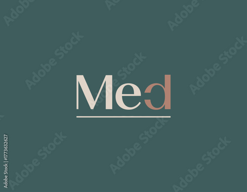 A sophisticated logo design for a medical brand, titled 'Med', features elegant typography combined with muted colors, showcasing professionalism and trust in healthcare services.