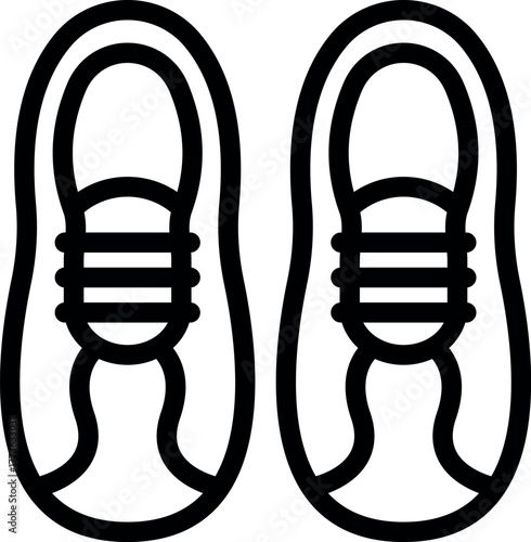 Simple black and white vector icon of a pair of running shoes, ideal for fitness and sports related designs
