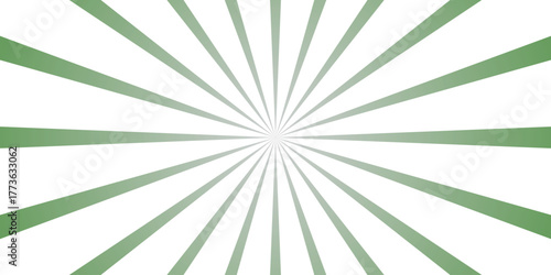 Deep Green Sunburst Rays Expanding from Center on White Background Simple Abstract Geometric Pattern
