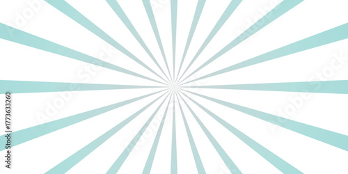 Soft Blue Sunburst Rays Radiating from Center on White Background Abstract Graphic Design Element radial