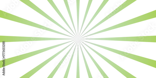 Vibrant Green Sunburst Rays Bursting Outward from Center on White Background Dynamic Abstract Graphic