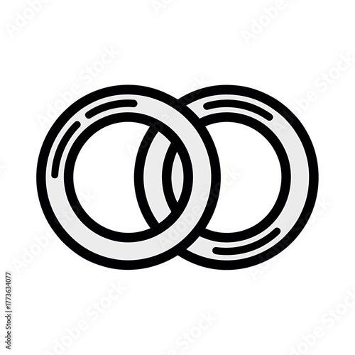 Wedding rings Icon on White Background Vector Art Illustration on white background.