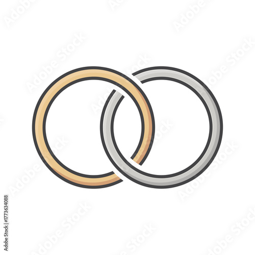 Wedding rings Icon on White Background Vector Art Illustration on white background.