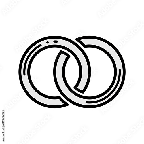 Wedding rings Icon on White Background Vector Art Illustration on white background.