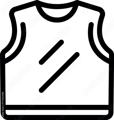 Simple black and white line drawing of a sleeveless undershirt, perfect for staying cool and comfortable