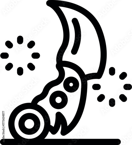 Karambit knife spinning and throwing, martial arts weapon with sparks