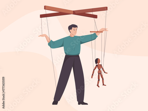 A skilled puppeteer operates a wooden puppet, demonstrating the art of attention and creativity in a captivating performance, highlighting craftsmanship and connection to tradition.