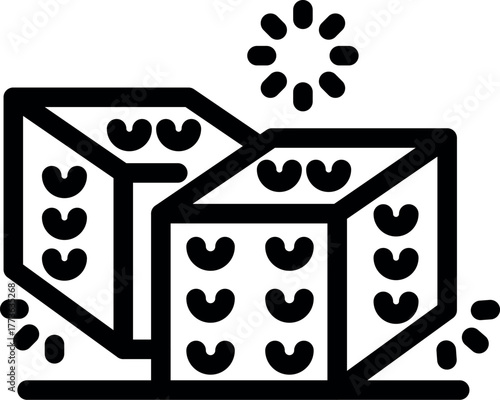 Two dice rolling on a table, symbolizing gambling, betting, casino games, and games of chance