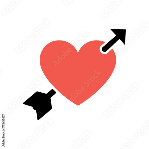 Arrow through heart icon on White Background Vector Art Illustration on white background.