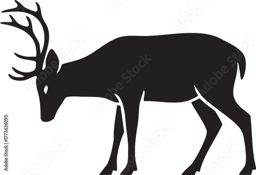 Majestic Male Deer or Elk Stag Silhouette Vector
