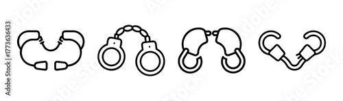 Collection of handcuff icons representing arrest security and law enforcement restraints