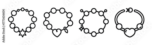 Collection of four different charm bracelets with detailed charms and beads showing unique designs