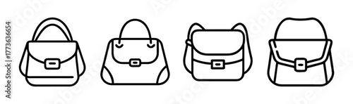 Set of four outline crossbody bags and backpacks for fashion and accessory design