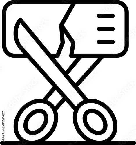 Scissors cutting a broken credit card, symbolizing bankruptcy, debt, and financial crisis