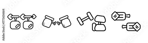 Collection of cufflink styles featuring windmill and hexagonal designs for menswear accessories