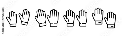 Set of simple line art icons representing driving gloves for automotive or fashion contexts