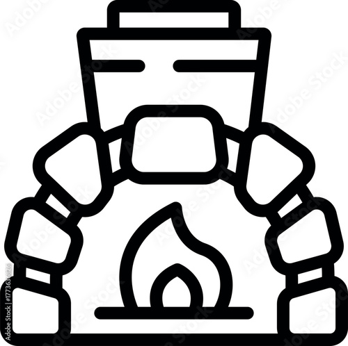 Traditional stone oven baking bread and other food using burning firewood, perfect for cooking delicious meals