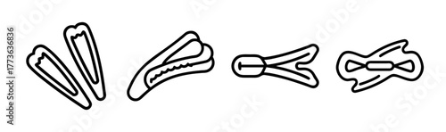 Set of four hair clips and bobby pins various styles for hairstyling and hair accessories