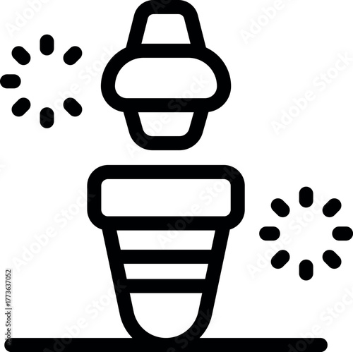 Dental implant procedure showing implant placement with loading icons, representing modern dentistry and implantology