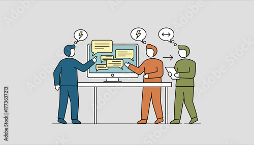 A busy workplace environment where colleagues are exchanging quick messages using a desktop chat application.